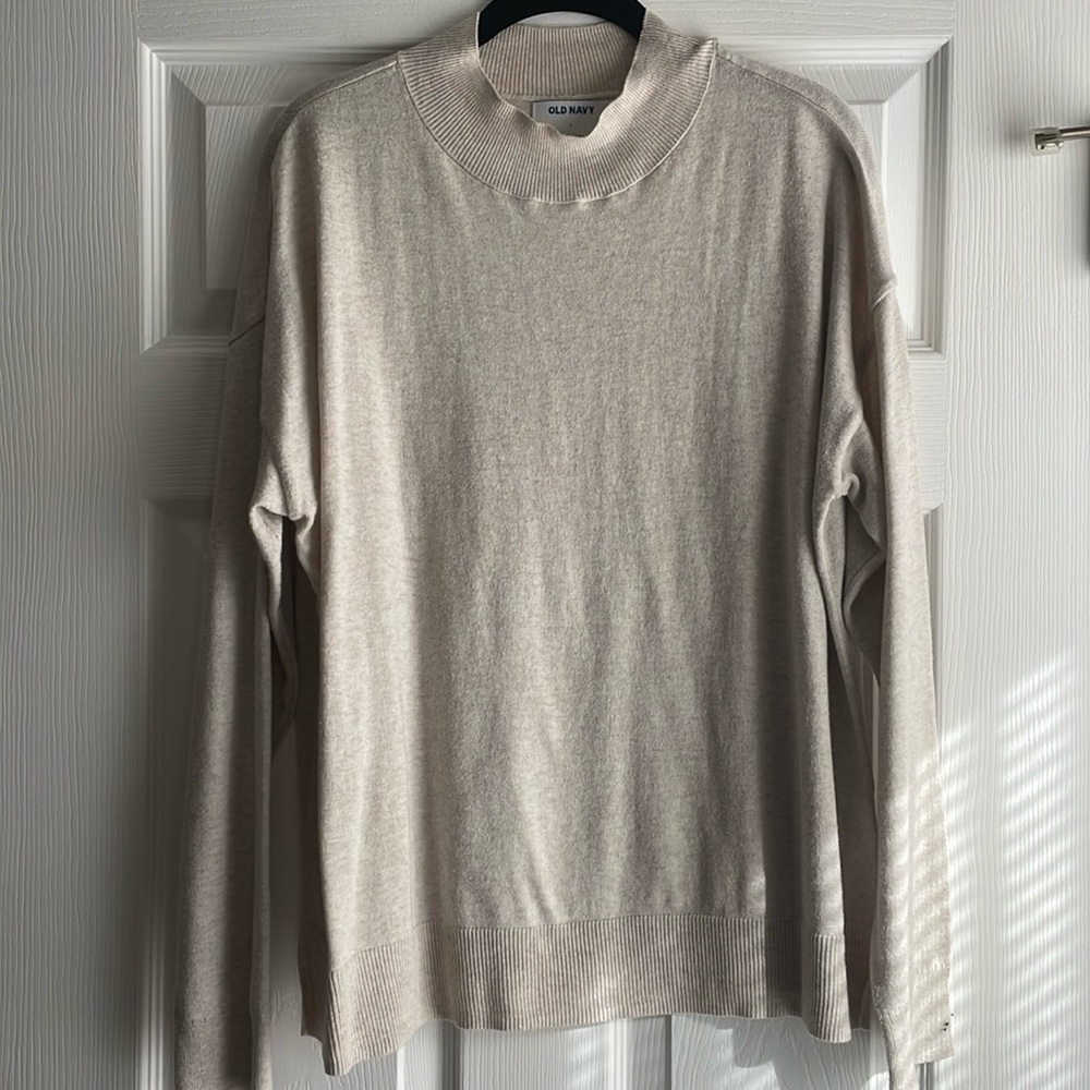 Oatmeal mock turtleneck sweater. Old Navy, size Large